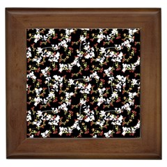 Dark Chinoiserie Floral Collage Pattern Framed Tiles by dflcprints