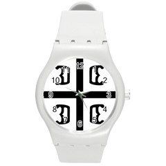 Serbian Cross Round Plastic Sport Watch (m) by abbeyz71