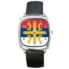 Flag Of The Serbian Orthodox Church Square Metal Watch by abbeyz71