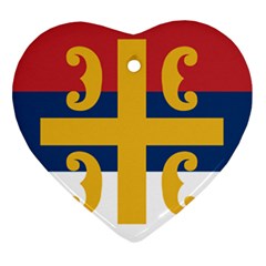 Flag Of The Serbian Orthodox Church Heart Ornament (two Sides) by abbeyz71