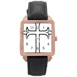 Western Syriac Cross Rose Gold Leather Watch  Front