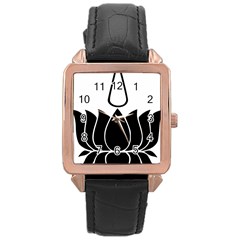 Ayyavazhi Symbol  Rose Gold Leather Watch  by abbeyz71