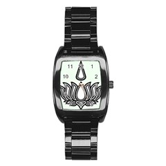 Ayyavazhi Symbol Stainless Steel Barrel Watch