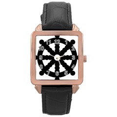 Dharmacakra Rose Gold Leather Watch  by abbeyz71