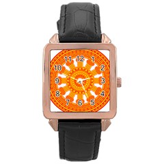 Dharmacakra Rose Gold Leather Watch  by abbeyz71