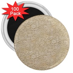 Old Floral Crochet Lace Pattern Beige Bleached 3  Magnets (100 Pack) by EDDArt