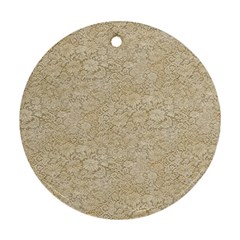 Old Floral Crochet Lace Pattern Beige Bleached Round Ornament (two Sides) by EDDArt