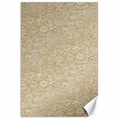 Old Floral Crochet Lace Pattern Beige Bleached Canvas 24  X 36  by EDDArt