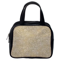 Old Floral Crochet Lace Pattern Beige Bleached Classic Handbags (one Side) by EDDArt