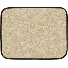 Old Floral Crochet Lace Pattern Beige Bleached Fleece Blanket (mini) by EDDArt