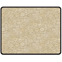 Old Floral Crochet Lace Pattern Beige Bleached Fleece Blanket (medium)  by EDDArt