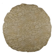 Old Floral Crochet Lace Pattern Beige Bleached Large 18  Premium Round Cushions by EDDArt