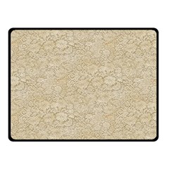 Old Floral Crochet Lace Pattern Beige Bleached Double Sided Fleece Blanket (small)  by EDDArt