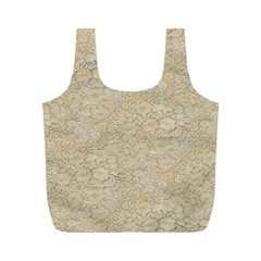 Old Floral Crochet Lace Pattern Beige Bleached Full Print Recycle Bags (m)  by EDDArt