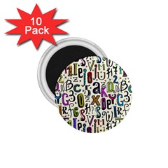 Colorful Retro Style Letters Numbers Stars 1 75  Magnets (10 Pack)  by EDDArt