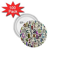 Colorful Retro Style Letters Numbers Stars 1.75  Buttons (100 pack) 