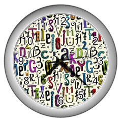 Colorful Retro Style Letters Numbers Stars Wall Clocks (Silver) 