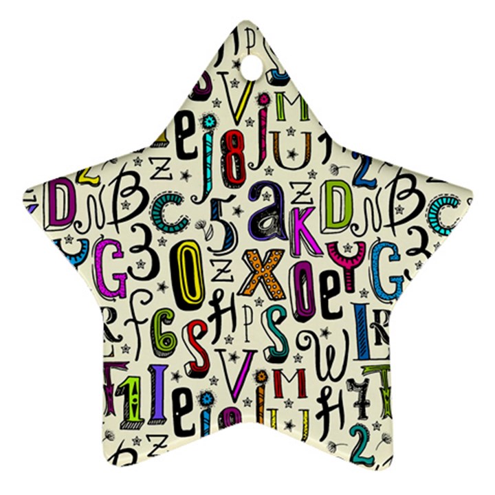 Colorful Retro Style Letters Numbers Stars Star Ornament (Two Sides)