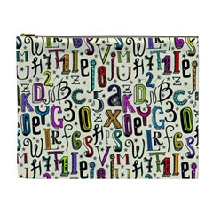 Colorful Retro Style Letters Numbers Stars Cosmetic Bag (XL)