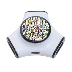 Colorful Retro Style Letters Numbers Stars 3-Port USB Hub