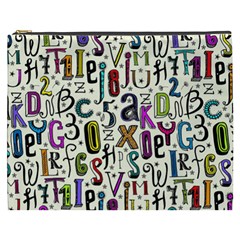 Colorful Retro Style Letters Numbers Stars Cosmetic Bag (XXXL) 