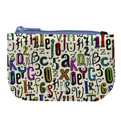 Colorful Retro Style Letters Numbers Stars Large Coin Purse