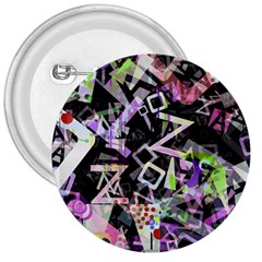 Chaos With Letters Black Multicolored 3  Buttons by EDDArt