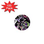 Chaos With Letters Black Multicolored 1  Mini Buttons (100 pack)  Front