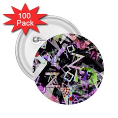Chaos With Letters Black Multicolored 2 25  Buttons (100 Pack)  by EDDArt