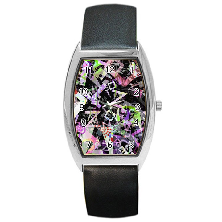 Chaos With Letters Black Multicolored Barrel Style Metal Watch