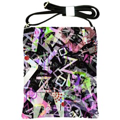 Chaos With Letters Black Multicolored Shoulder Sling Bags by EDDArt