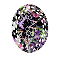 Chaos With Letters Black Multicolored Oval Filigree Ornament (two Sides) by EDDArt