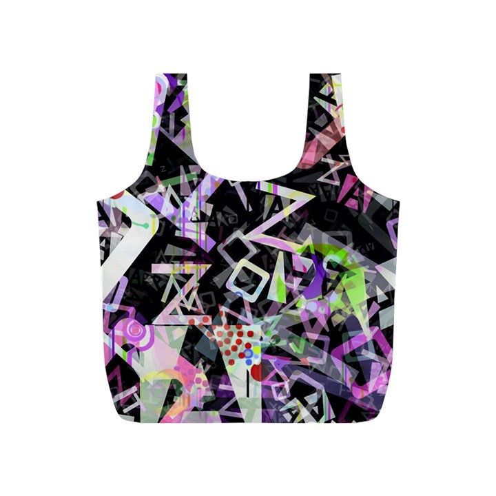 Chaos With Letters Black Multicolored Full Print Recycle Bags (S) 