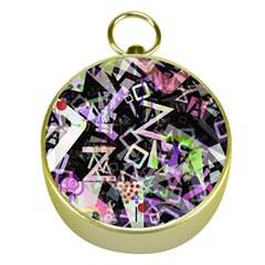 Chaos With Letters Black Multicolored Gold Compasses by EDDArt