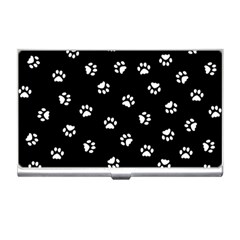 Footprints Cat White Black Business Card Holders by EDDArt