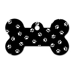 Footprints Cat White Black Dog Tag Bone (two Sides) by EDDArt