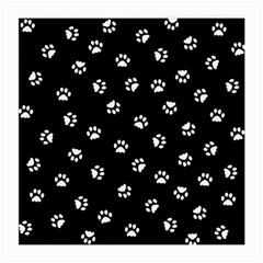 Footprints Cat White Black Medium Glasses Cloth (2-side) by EDDArt