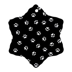 Footprints Cat White Black Snowflake Ornament (two Sides)