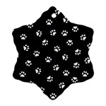 Footprints Cat White Black Snowflake Ornament (Two Sides) Front