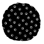 Footprints Cat White Black Large 18  Premium Round Cushions Front