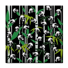 Satisfied And Happy Panda Babies On Bamboo Tile Coasters by EDDArt