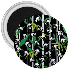 Satisfied And Happy Panda Babies On Bamboo 3  Magnets by EDDArt