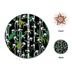 Satisfied And Happy Panda Babies On Bamboo Playing Cards (round)  by EDDArt