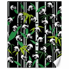 Satisfied And Happy Panda Babies On Bamboo Canvas 11  X 14   by EDDArt