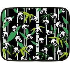 Satisfied And Happy Panda Babies On Bamboo Fleece Blanket (mini) by EDDArt