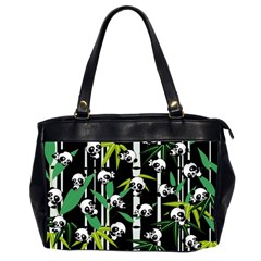 Satisfied And Happy Panda Babies On Bamboo Office Handbags (2 Sides)  by EDDArt