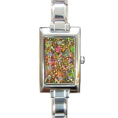 Multicolored Retro Spots Polka Dots Pattern Rectangle Italian Charm Watch by EDDArt