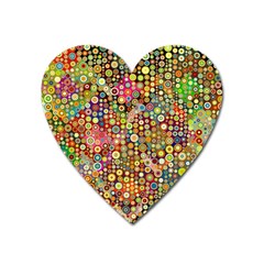 Multicolored Retro Spots Polka Dots Pattern Heart Magnet by EDDArt