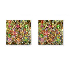 Multicolored Retro Spots Polka Dots Pattern Cufflinks (square)