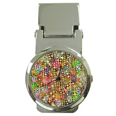 Multicolored Retro Spots Polka Dots Pattern Money Clip Watches